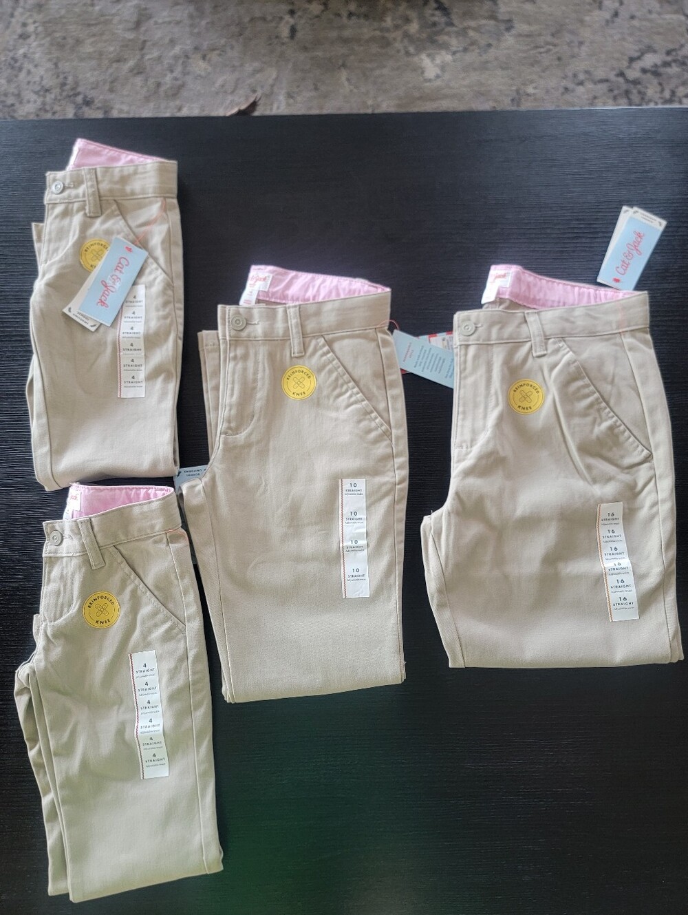Cat & Jack Girls School Uniform Khaki Pants Sz 4, & 10
